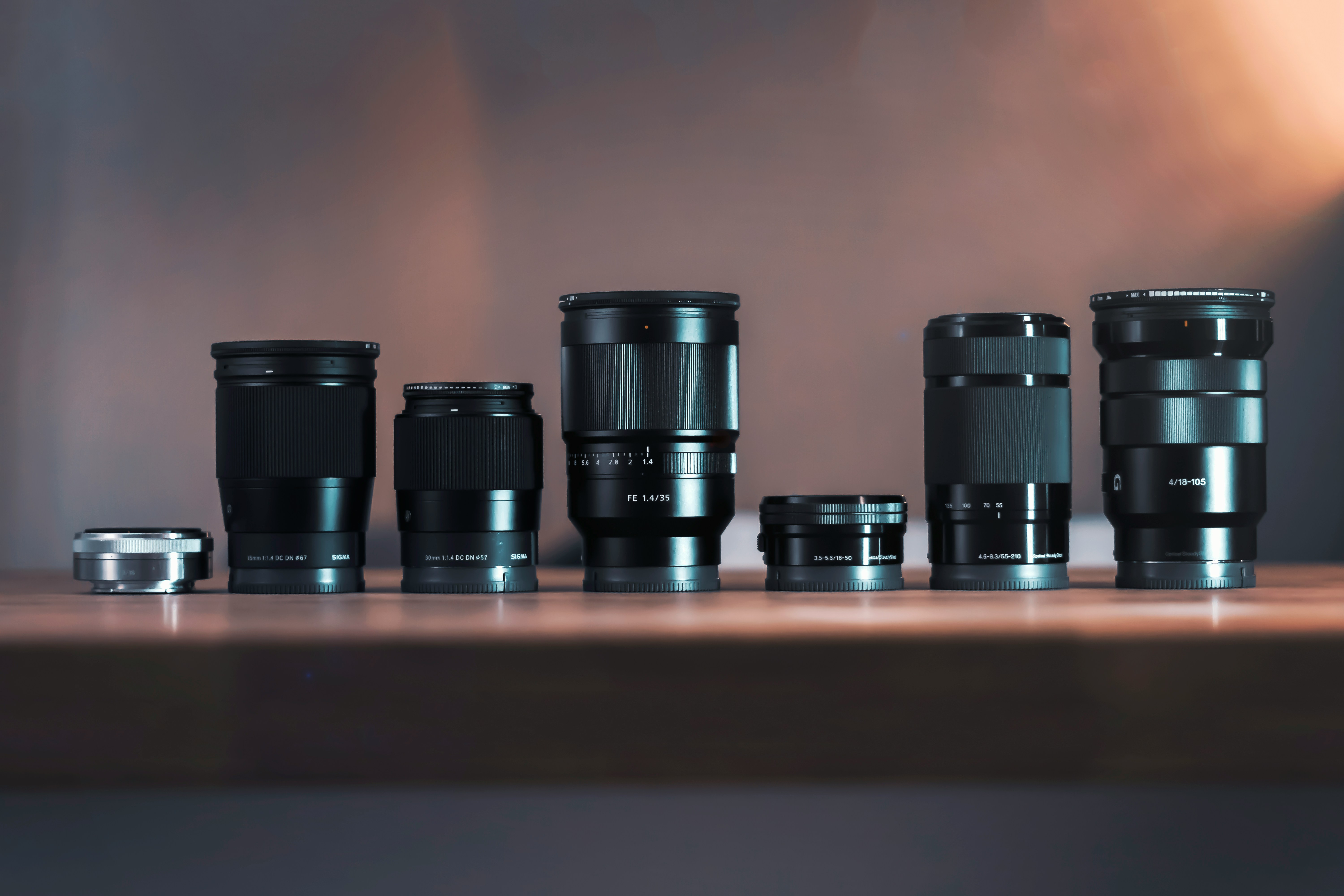 Various camera lenses