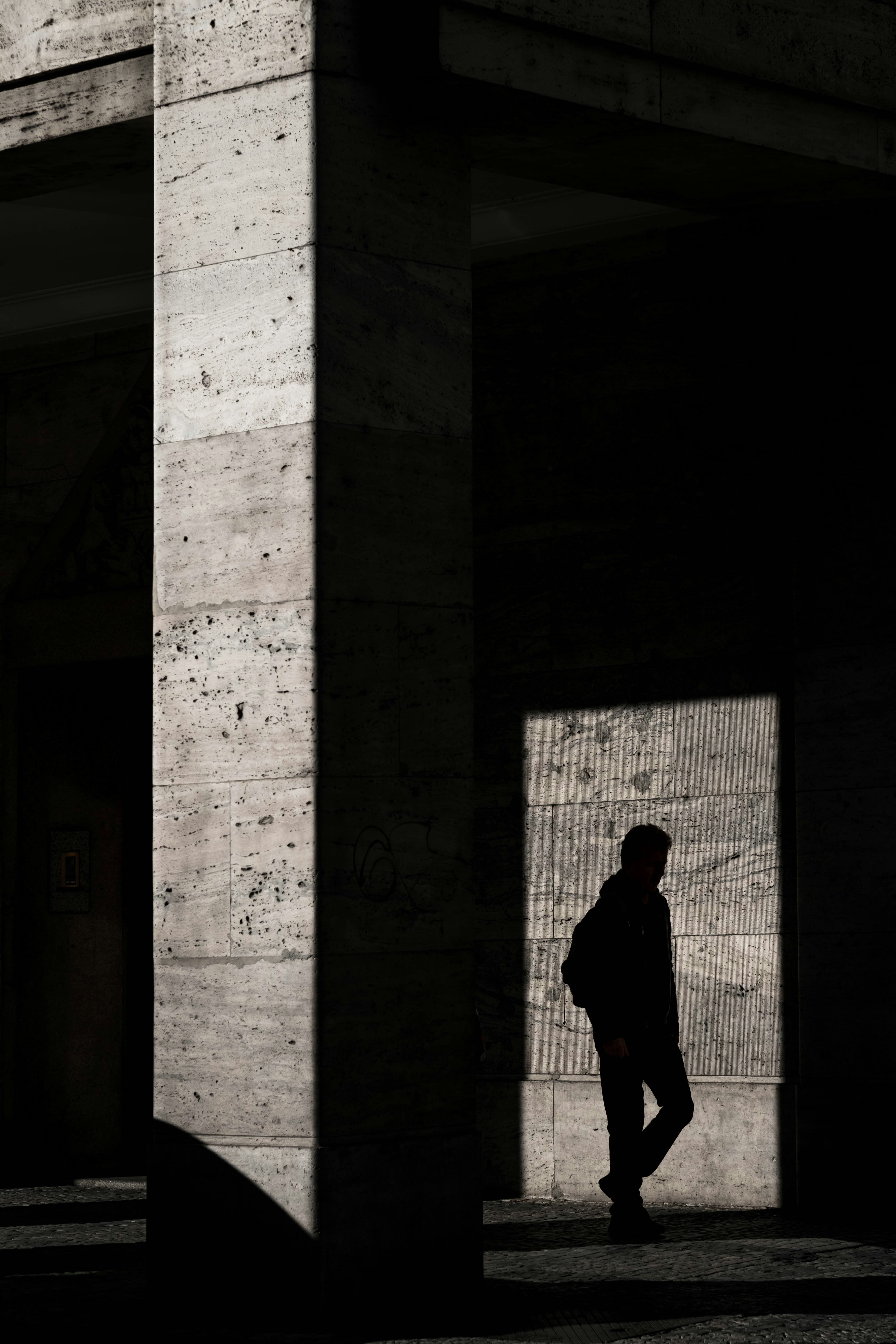 Candid street moment in black and white